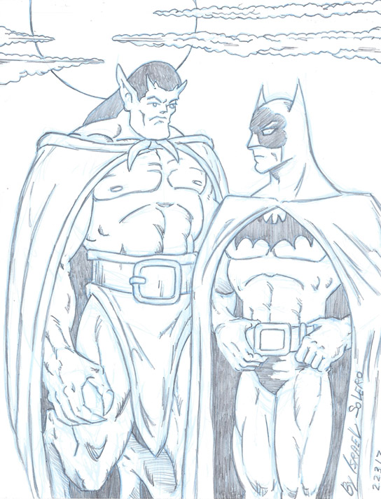 Gargoyle and Batman (sketch) by jira
