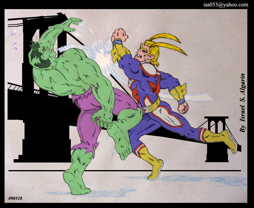 All Might Battles Hulk (pencil) by jira