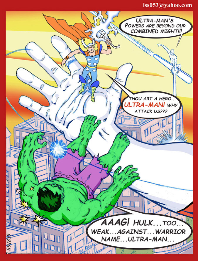 Hulk Thor & Silver Surfer confront Ultra-Man by jira