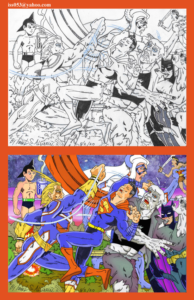 Manga's All-Might vs Superman & his Allies by jira