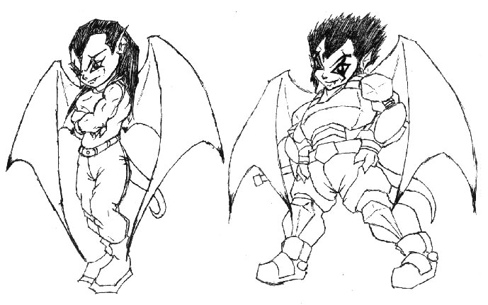 2 demon/bat people (chibi) by johnny