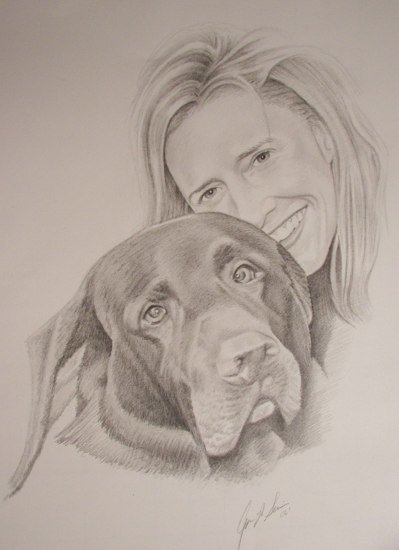 Brooke and her dog by johnnydraws