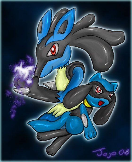 Lucario and Riolu by jojouk