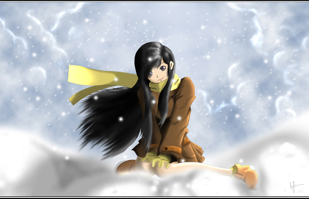 girl sitting in snow by justme