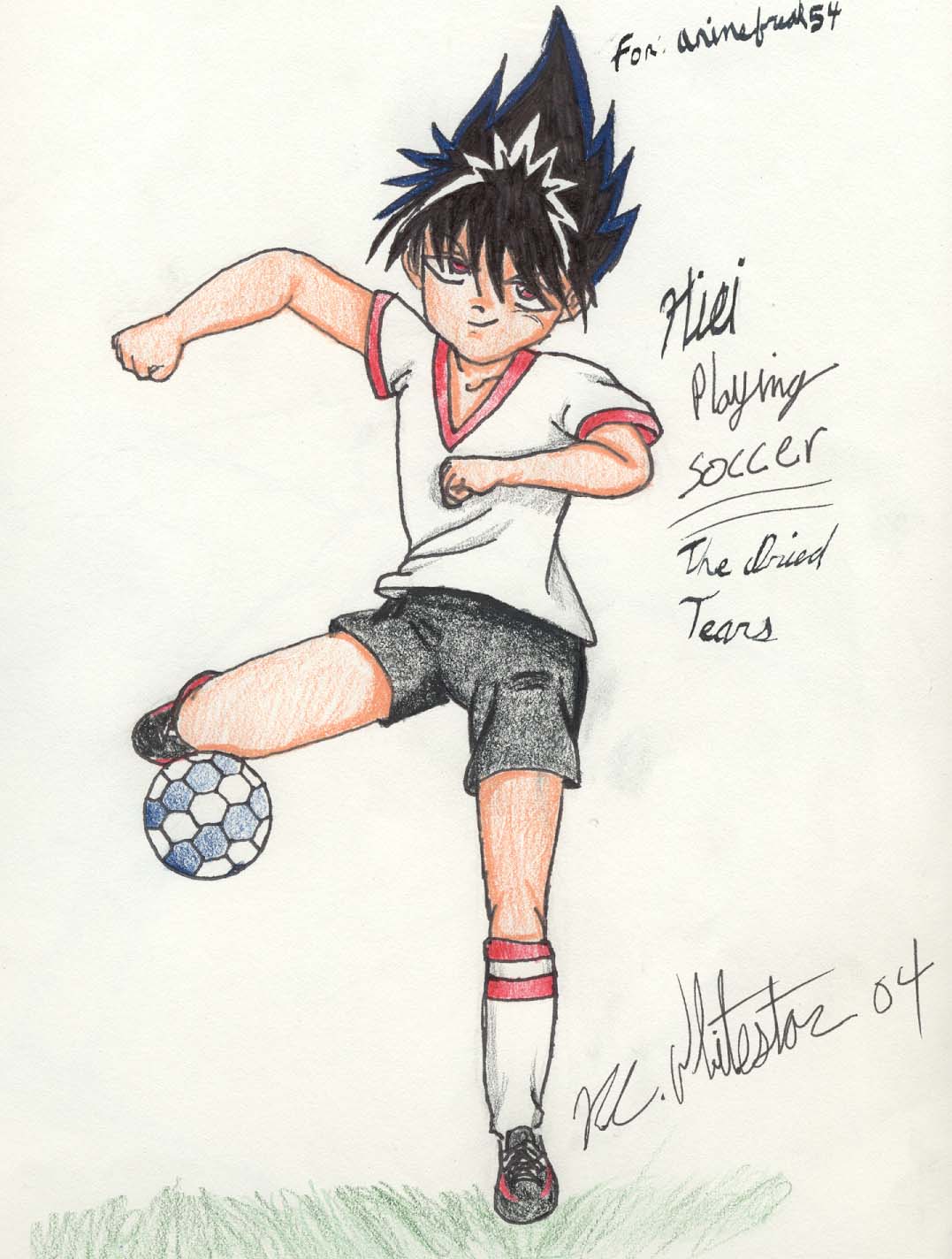 Hiei Playing Soccer by KC-Whitestar