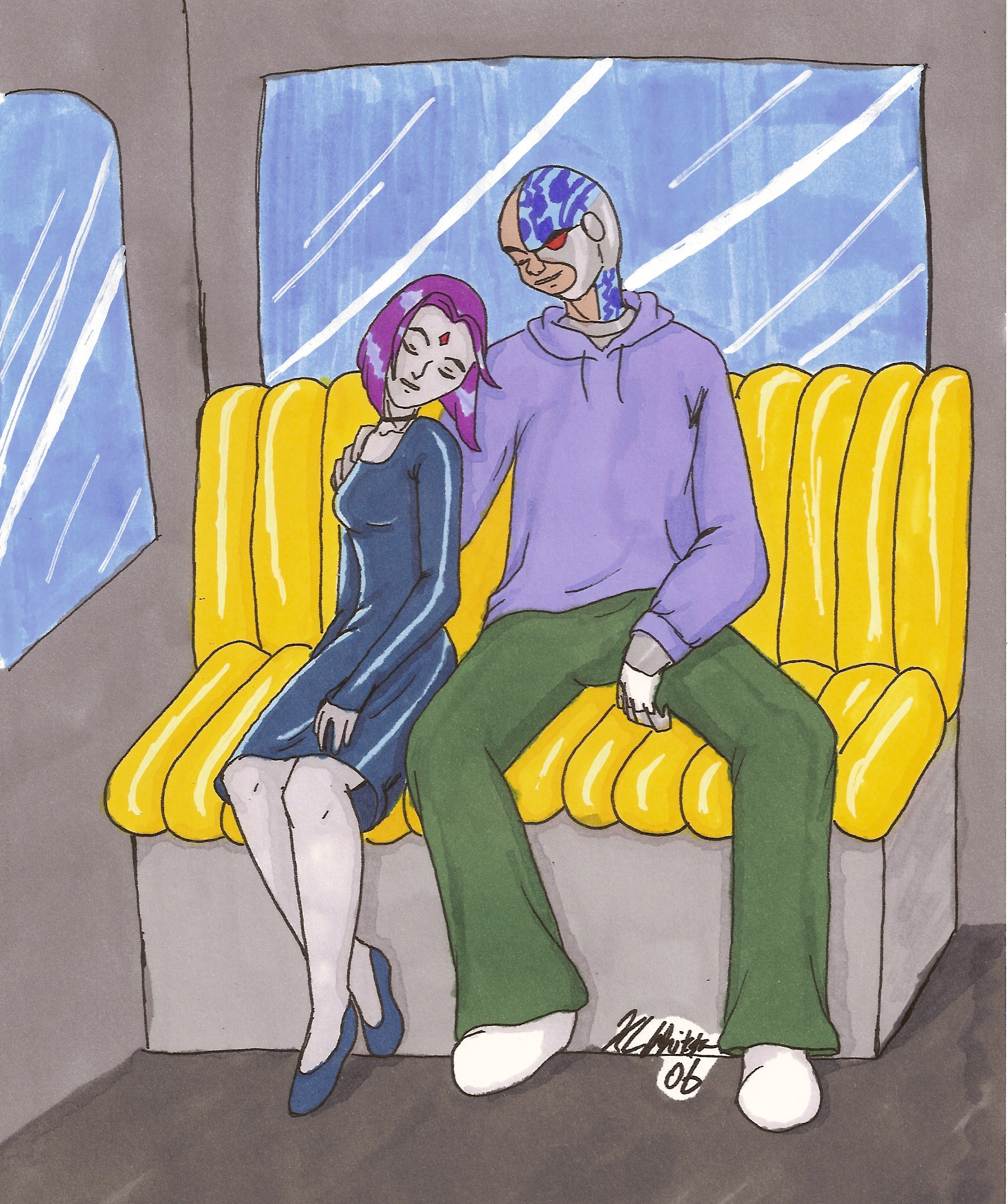 Cyborg and Raven On a Date by KC-Whitestar