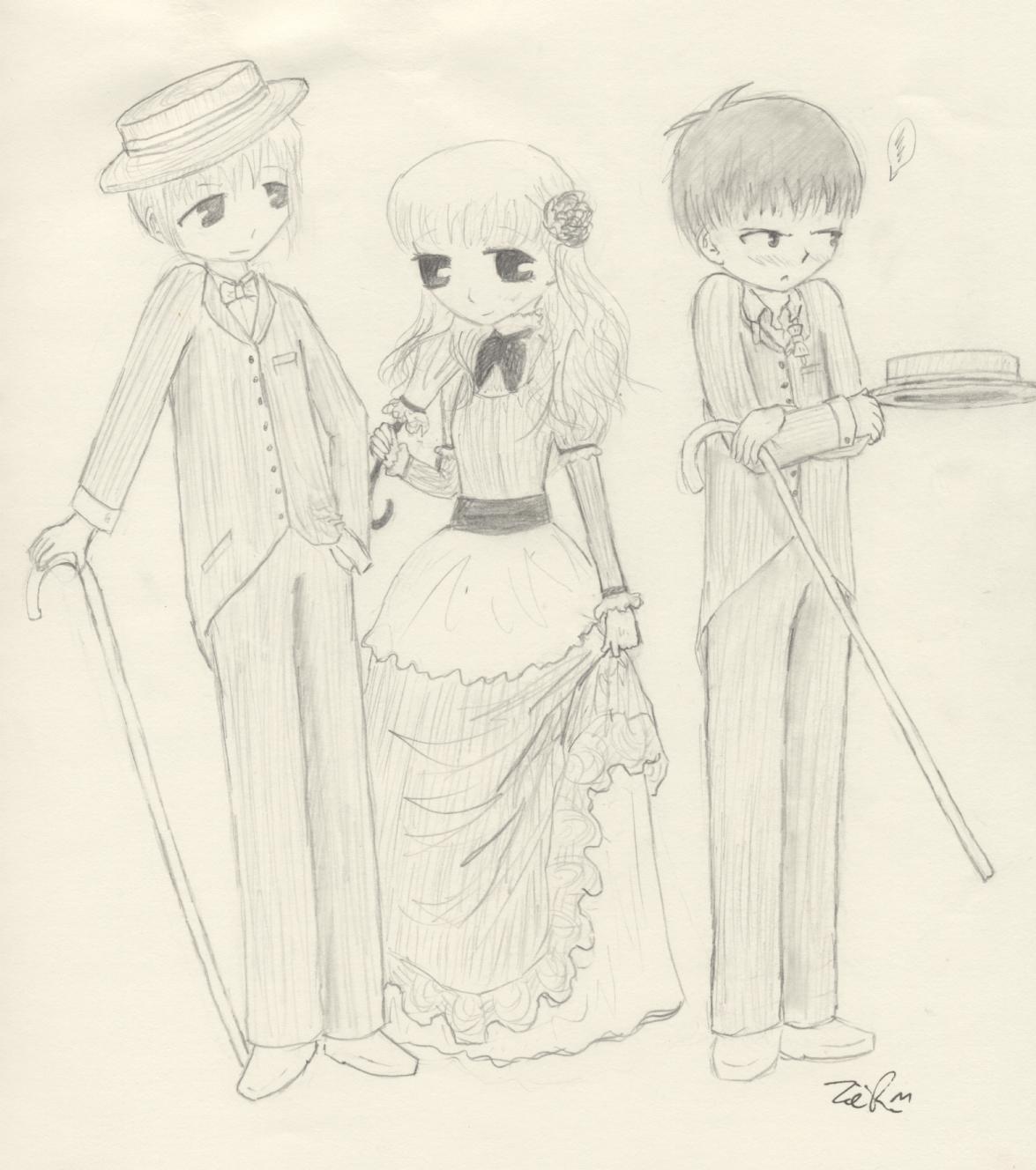 Tohru, Yuki, and Kyo in cool costumes by Kaede-chan