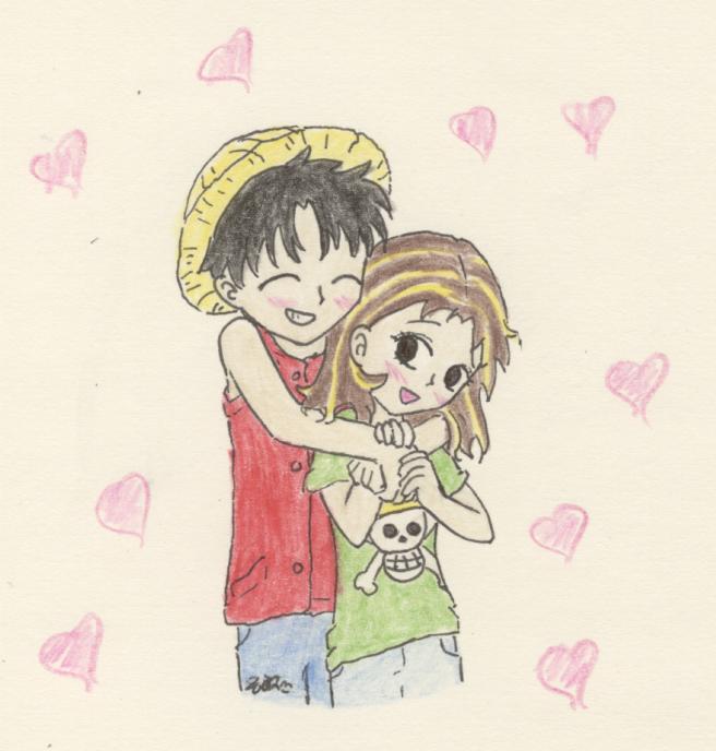 Luffy Hugs Ichiban (request) by Kaede-chan