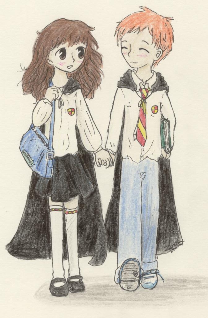 Ron and Hermione, aww.  (request) by Kaede-chan