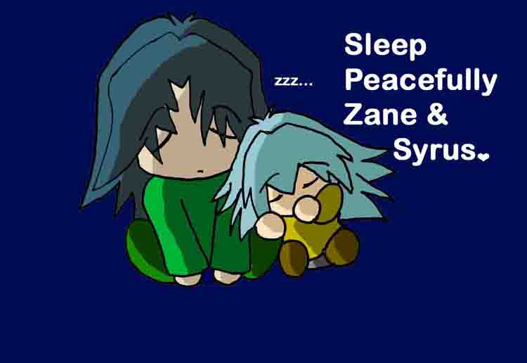 Zane and Syrus as chibis sleeping by Kafaru