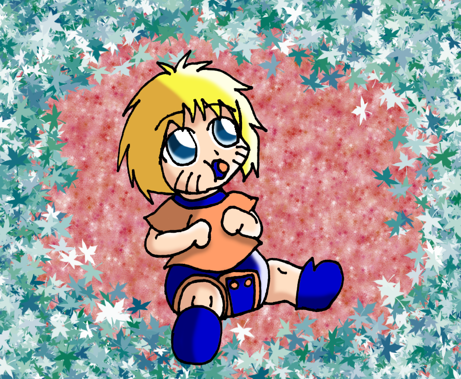 Baby Naruto in an orange shirt by Kafaru