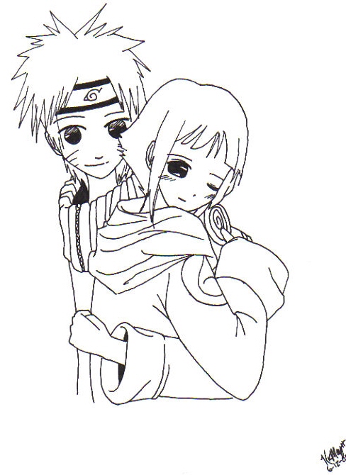 Naruto hugging Hinata by KaiHien