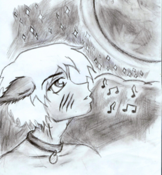 Wolfboy sings to the moon by Kaida_Dragon