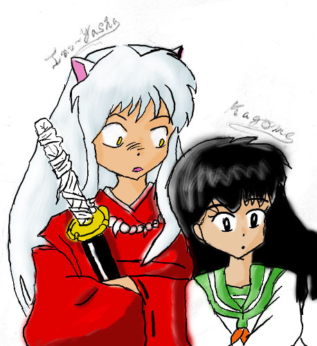 "Inu-yasha and kagome" colored by Kakkara18