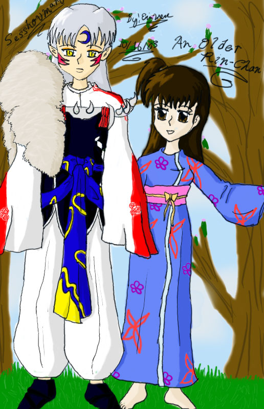 Sesshoumaru with an older Rin by Kakkara18