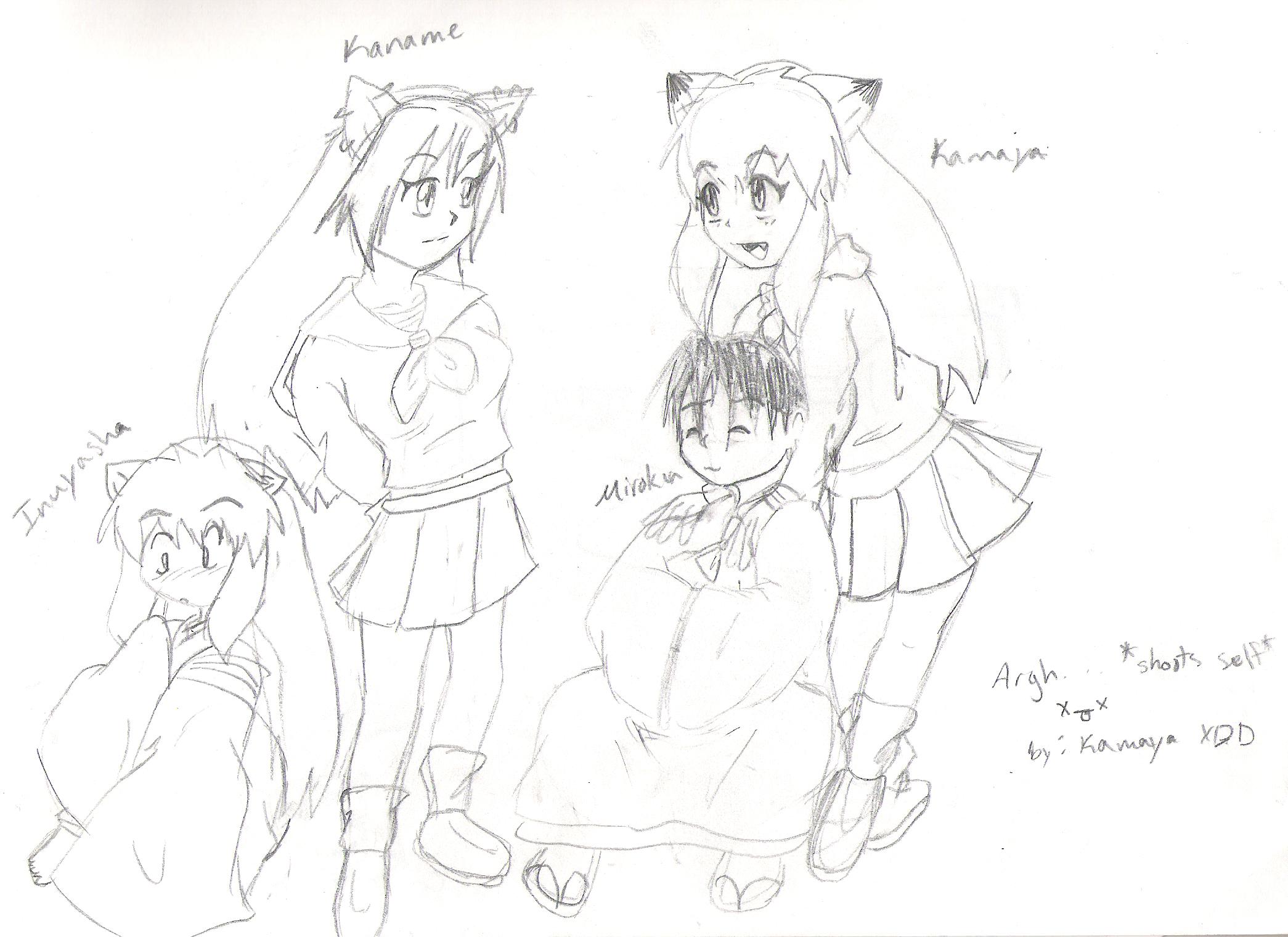 Kaname, Kamaya, Inuyasha, and Miroku @_@ by Kamaya_the_Cat