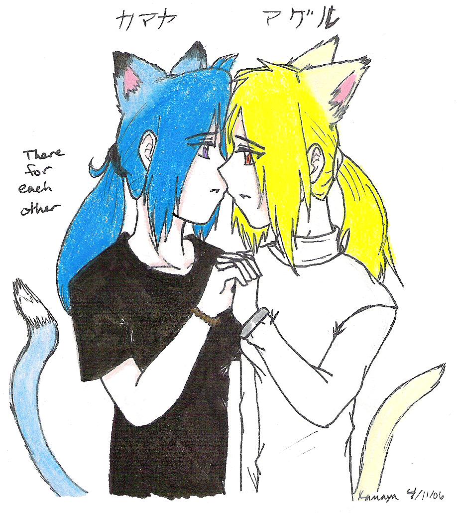 Twin sisters- Color opposites by Kamaya_the_Cat