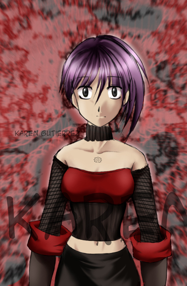 strange purple-haired girl by Karenchan