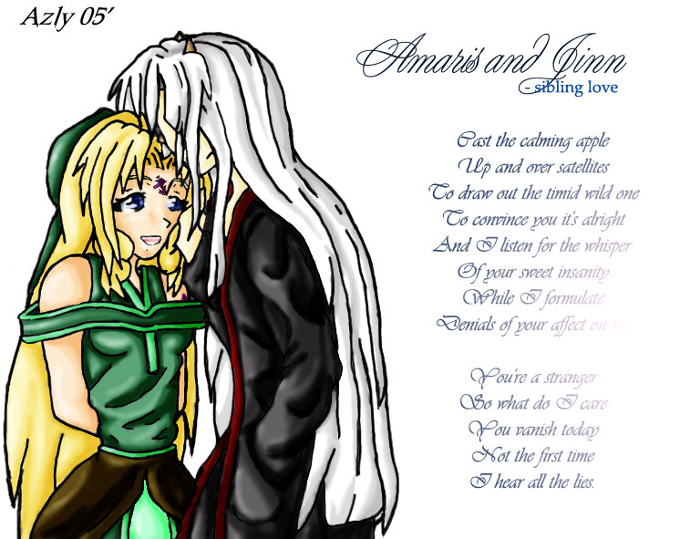 Amaris and Jinn - Sibling Love by Karikau