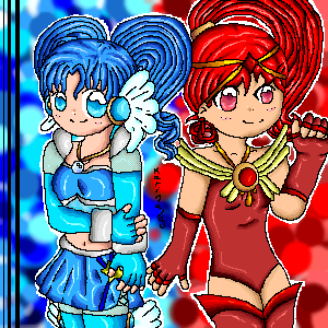 The Blue and Red girls by Karina