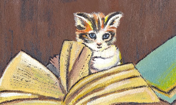 A cat reading by Katrina_Madd