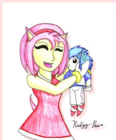Amy hugs Sonic Plushie by Katzy_Pawe