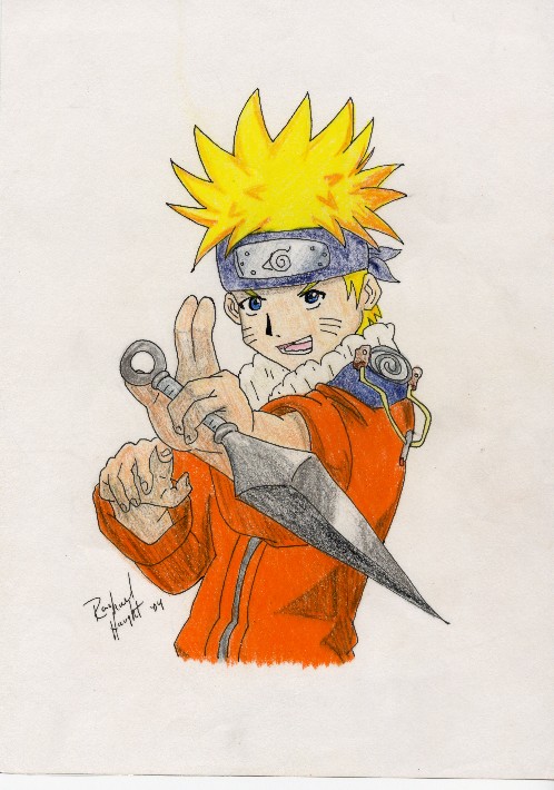 Naruto with his Kunai by Kawaii_Kimimaro