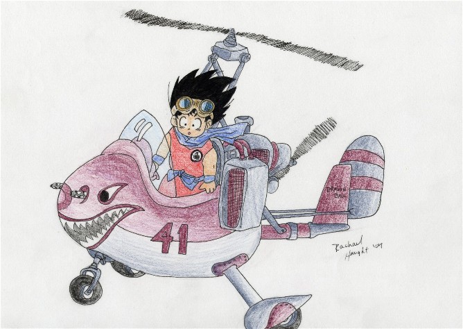 Chibi Goku in a plane by Kawaii_Kimimaro