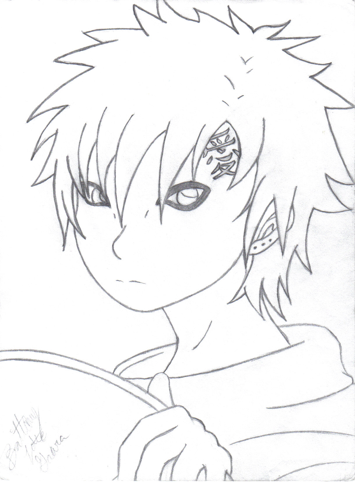 Drawn Gaara Kazekage (not finished) by Kaybe