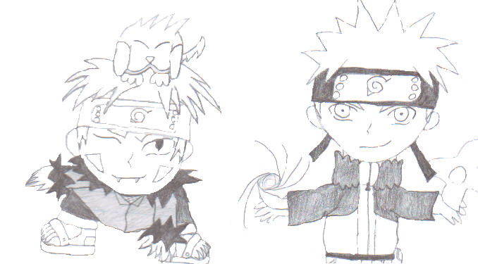 Kiba and Naruto Chubby Chibis by Kelalailea