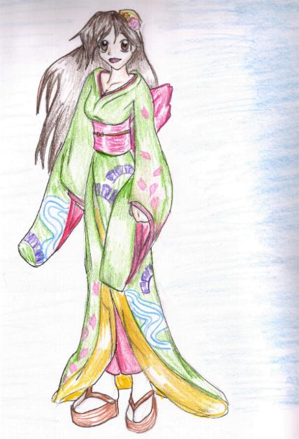 Kawa, kimono girl1 by Kerushi