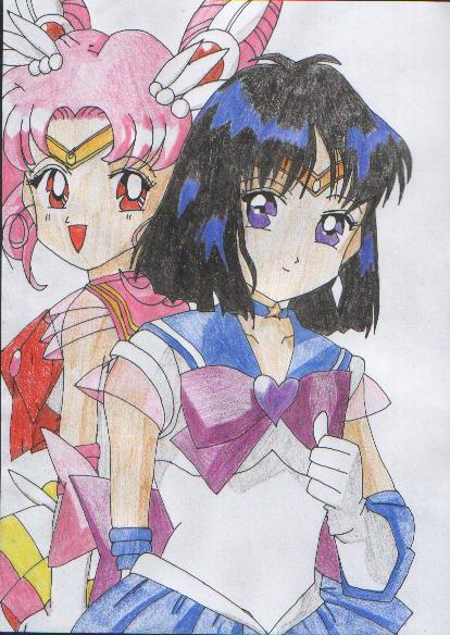 Super Sailor Saturn and Super Chibi Moon by Kes