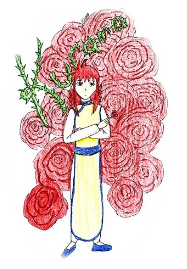 (Colored) Kurama and roses by Keyido