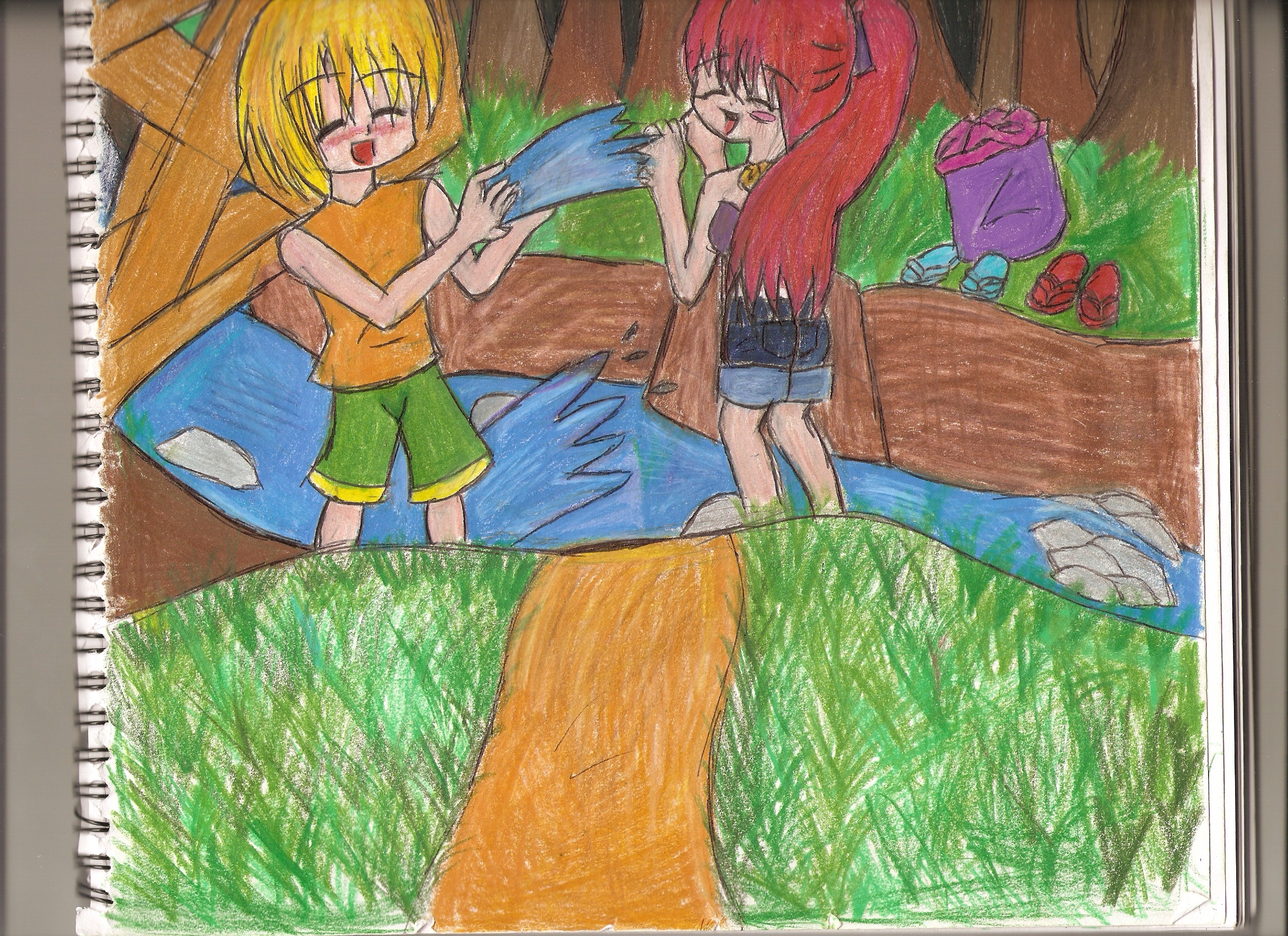 Taru and Kiara in the creak by KiaraAkira