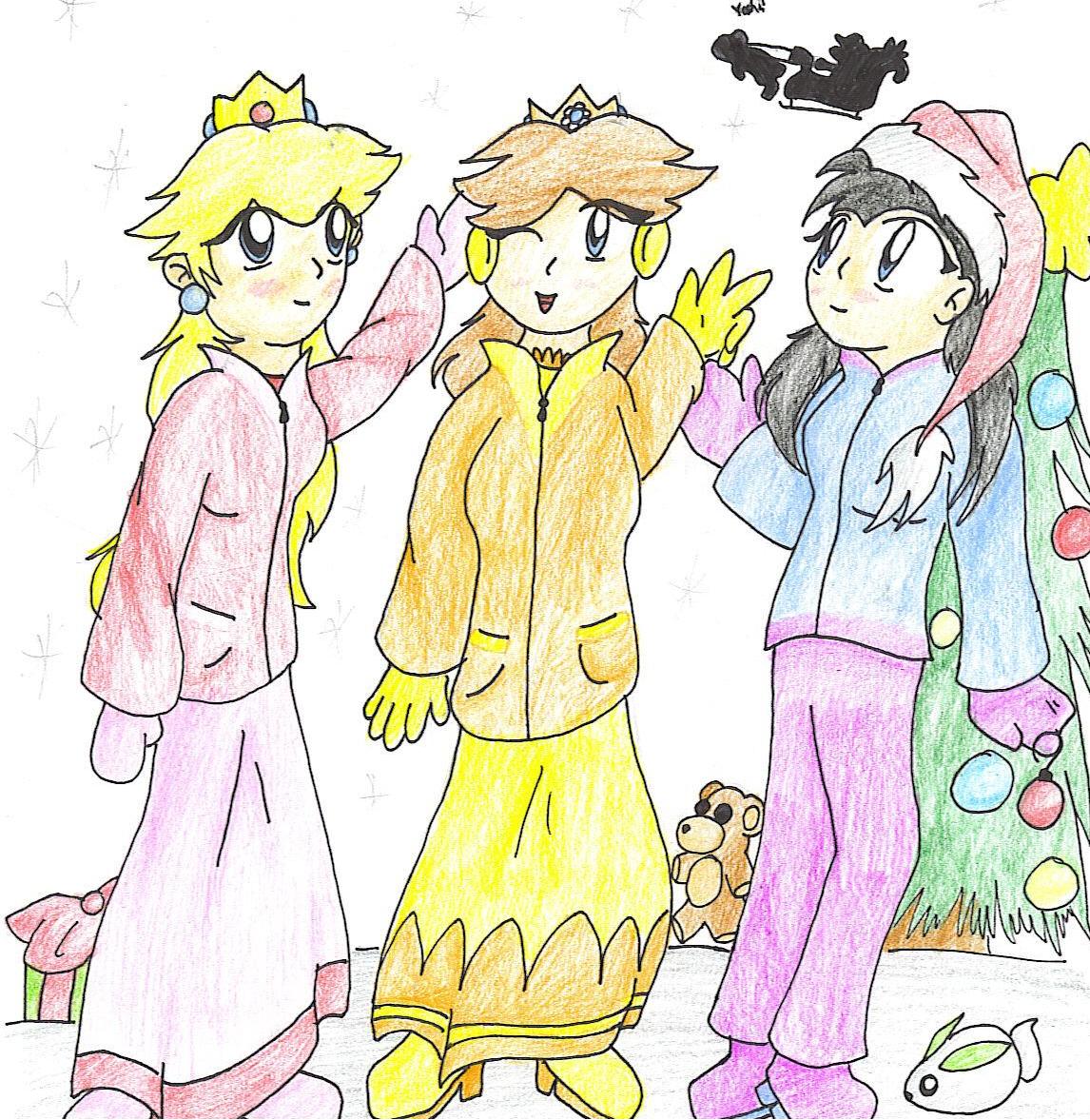Happy Holidays From Peach, Daisy and Plum by Kikiyothedragon