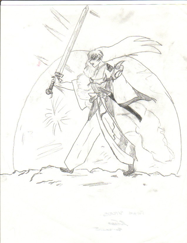 quick sketch sesshomaru fighting stance by KikyoDepp
