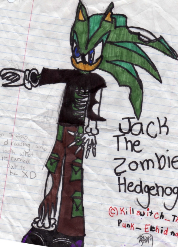 Jack the Zombie Hedgehog by Killswitch_The_Punk_Echidna