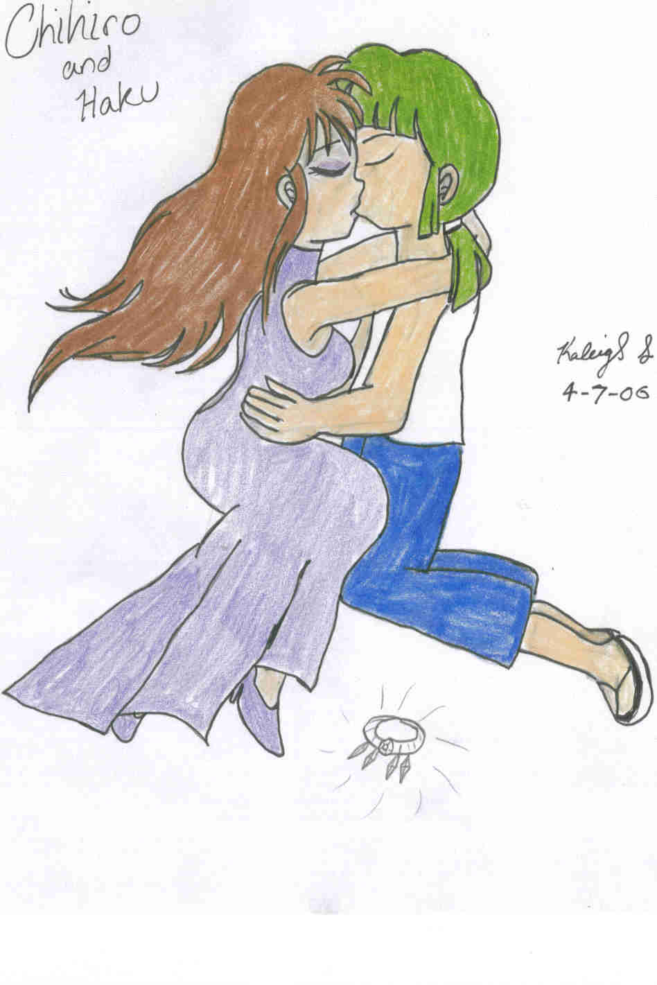 Older Chihiro and Haku Kissing by KionaKina