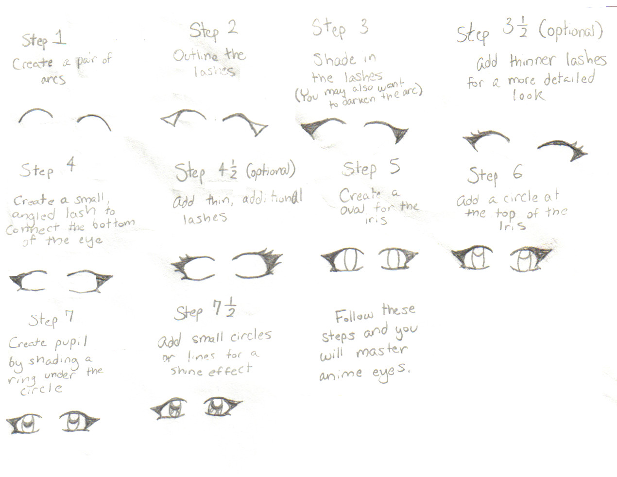 How to Draw Anime Eyes - Female (Eyes) Step by Step