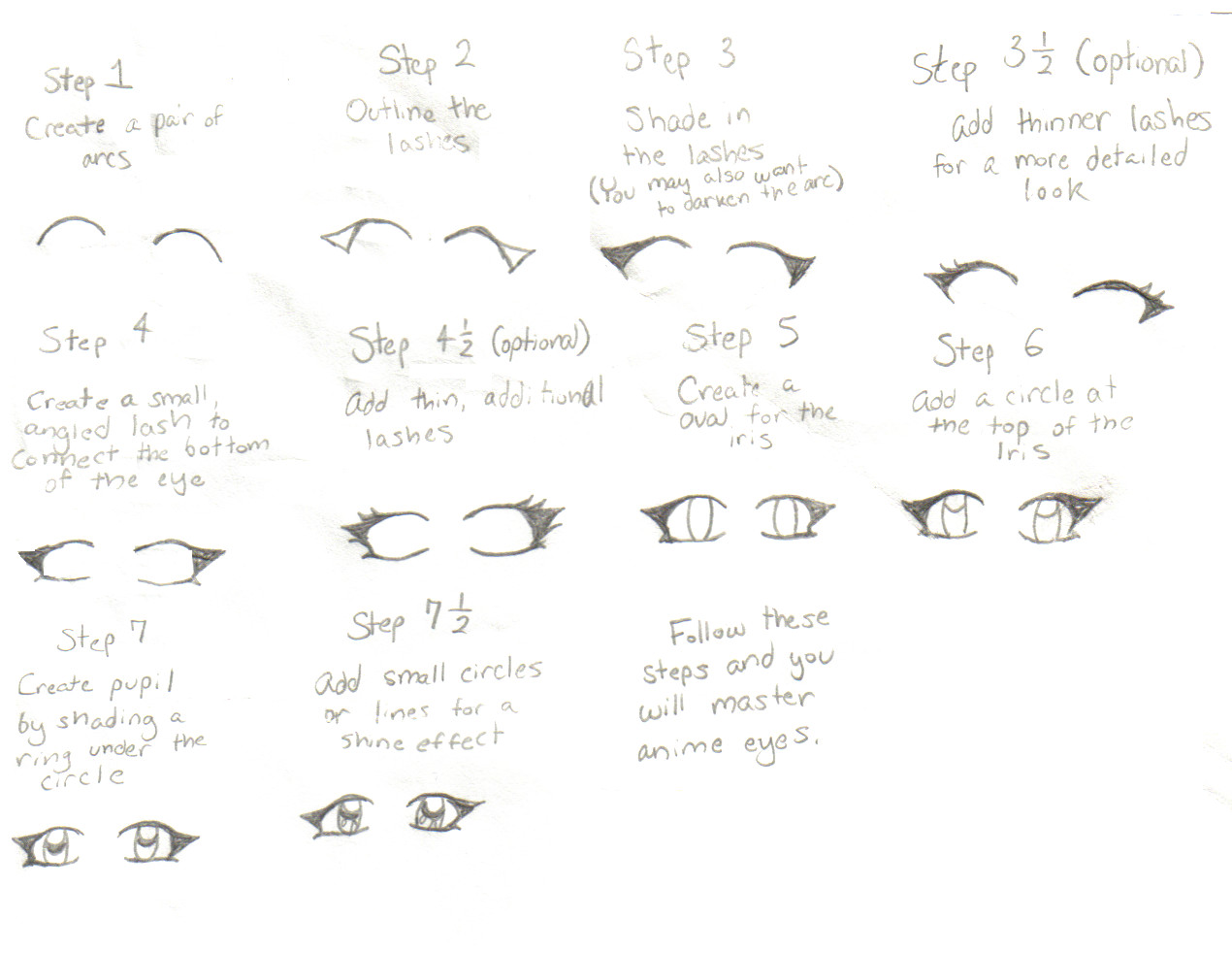 how to draw anime girl eyes step by step for beginners