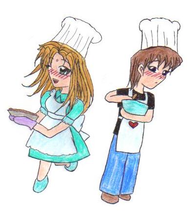 Chefs Kay and Seto Chibified COLORED by KionaKina