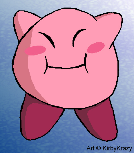 Kirby with something in his mouth. by KirbyKrazy