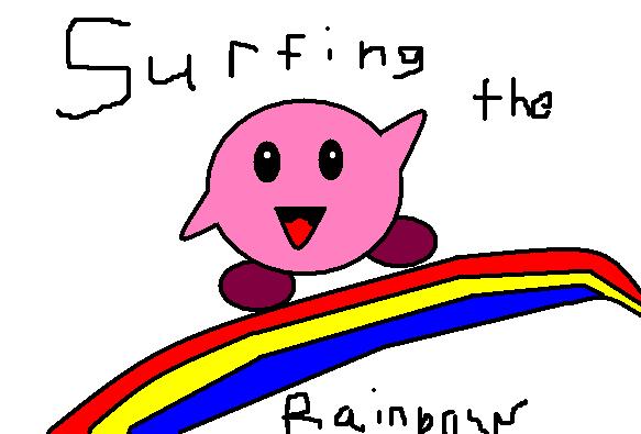Rainbow surfing! Kirby! by Kirby_The_Pink_Fluff