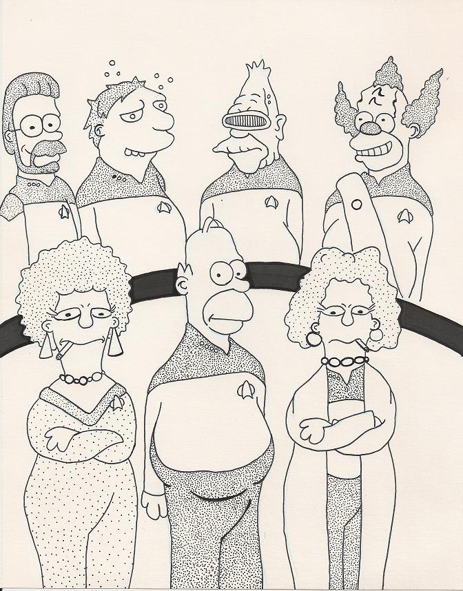 Simpsons TNG Coloring Page by KiroK