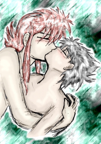 Hiei and Kurama kiss by Kisa-chan