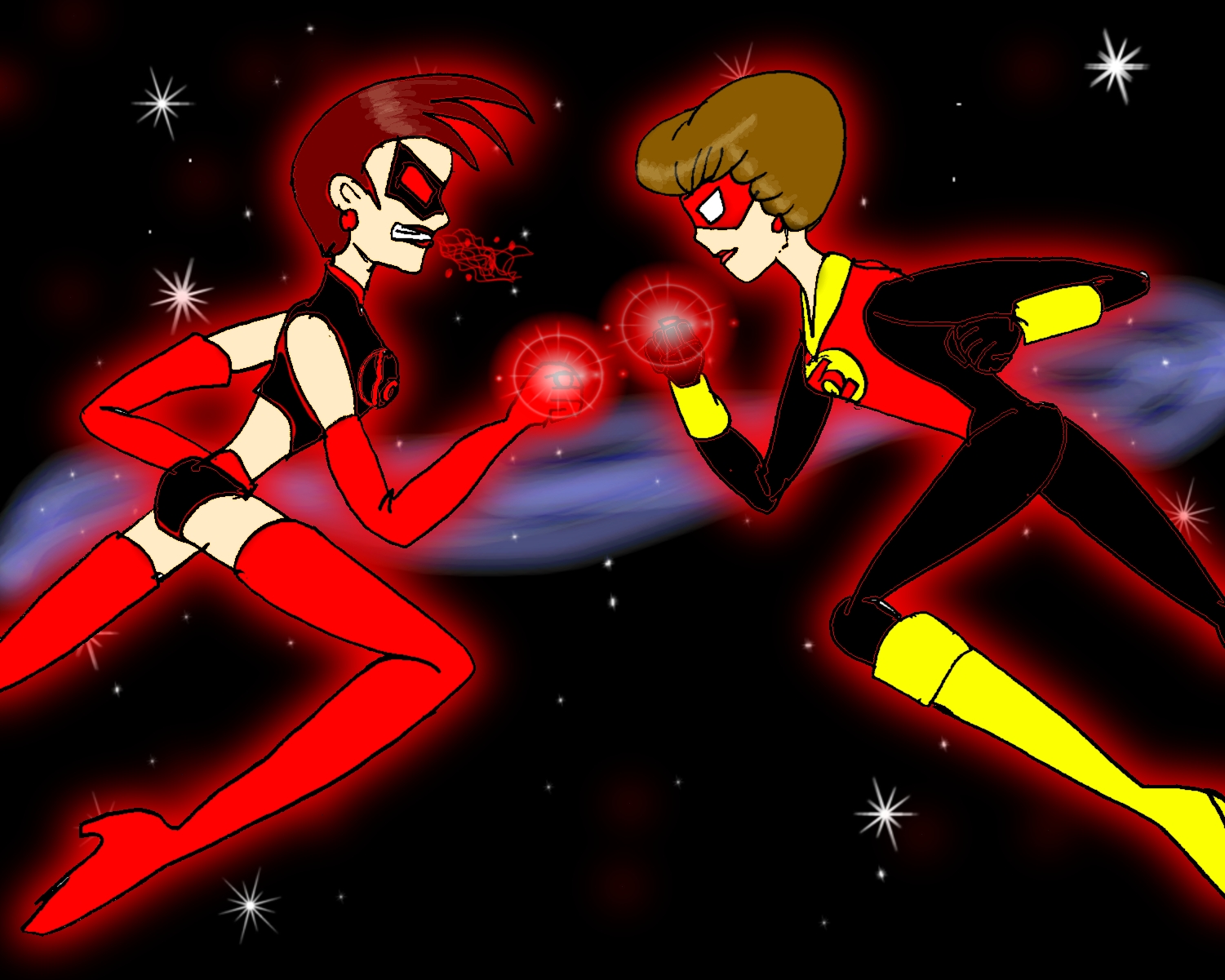 Red Lantern Vs Scarlet Ray by KiteBoy1