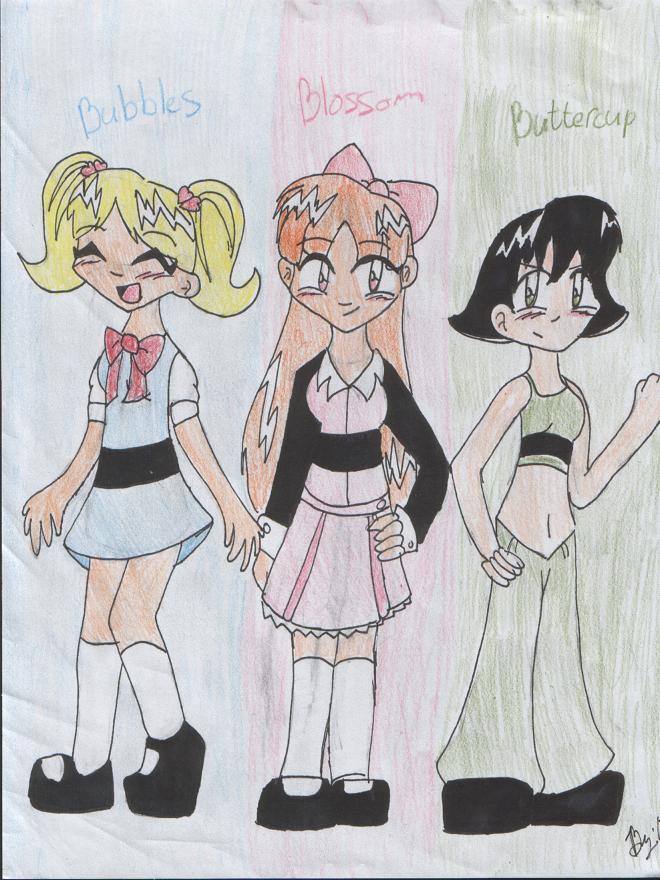 Powerpuffgirls anime style by KitsuneGirl