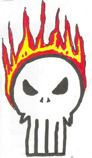 Flaming skull by Kitsune_the_priestess