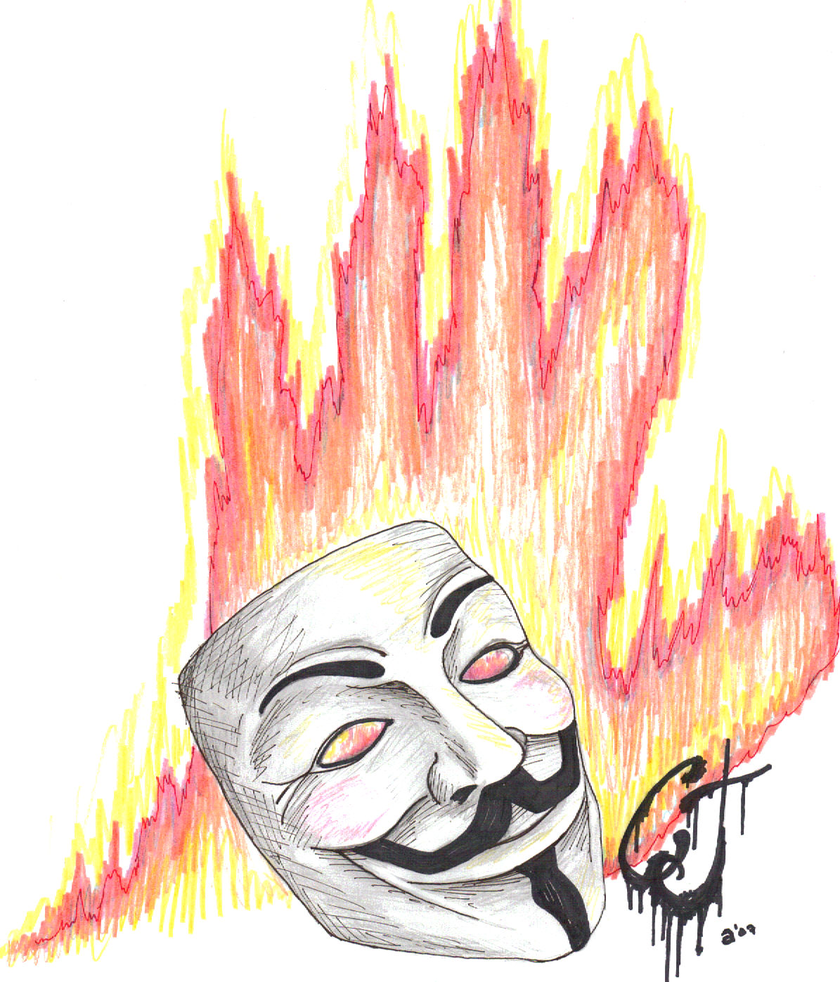 V for Vendetta Mask and Handprint by Kittyku1189