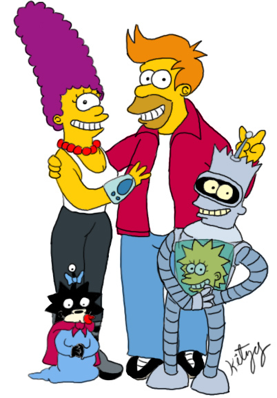 Simpsons/Futurama crossover by Kitzy